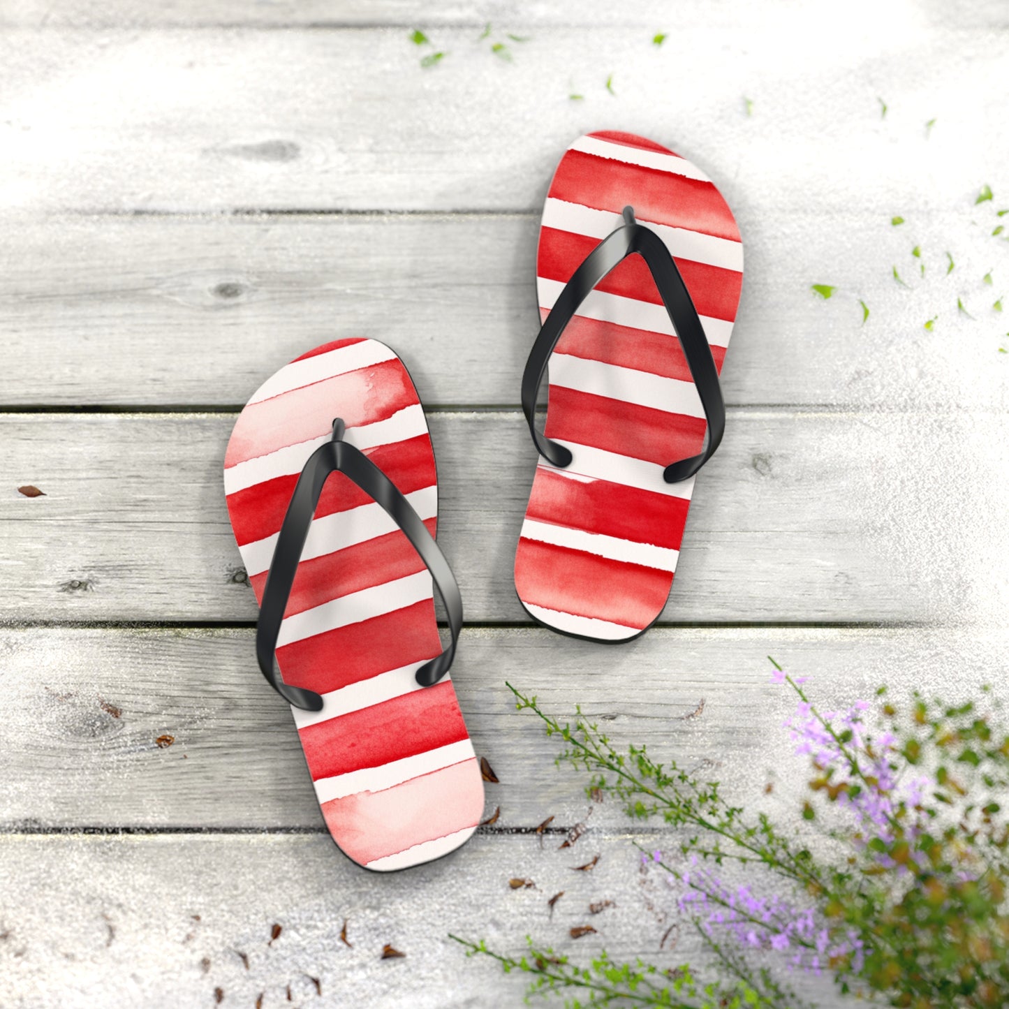 Red Stripes Flip Flops