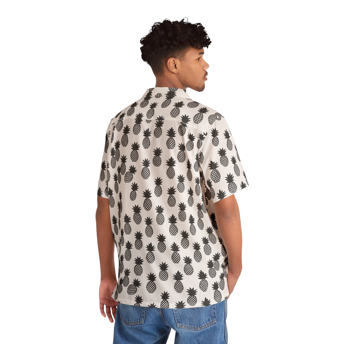 Pineapple B&W Men's Hawaiian Shirt