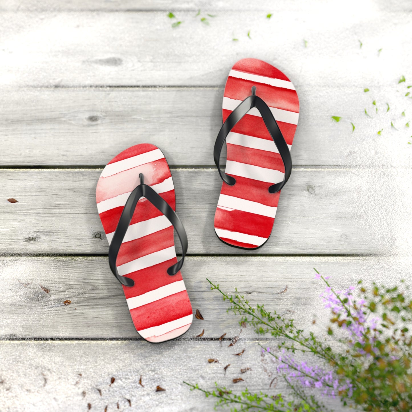 Red Stripes Flip Flops