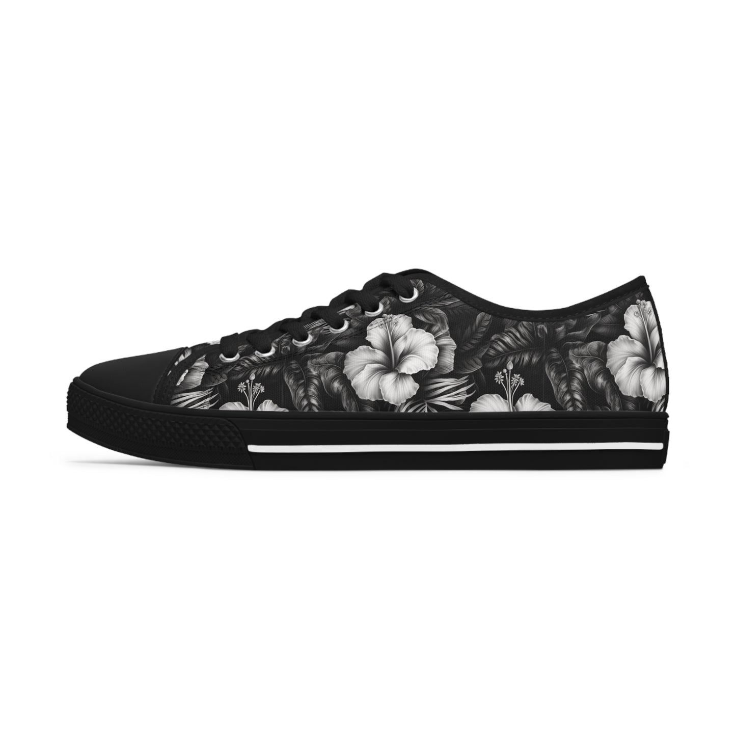 Hawaiian Black Women's Low Top Sneakers