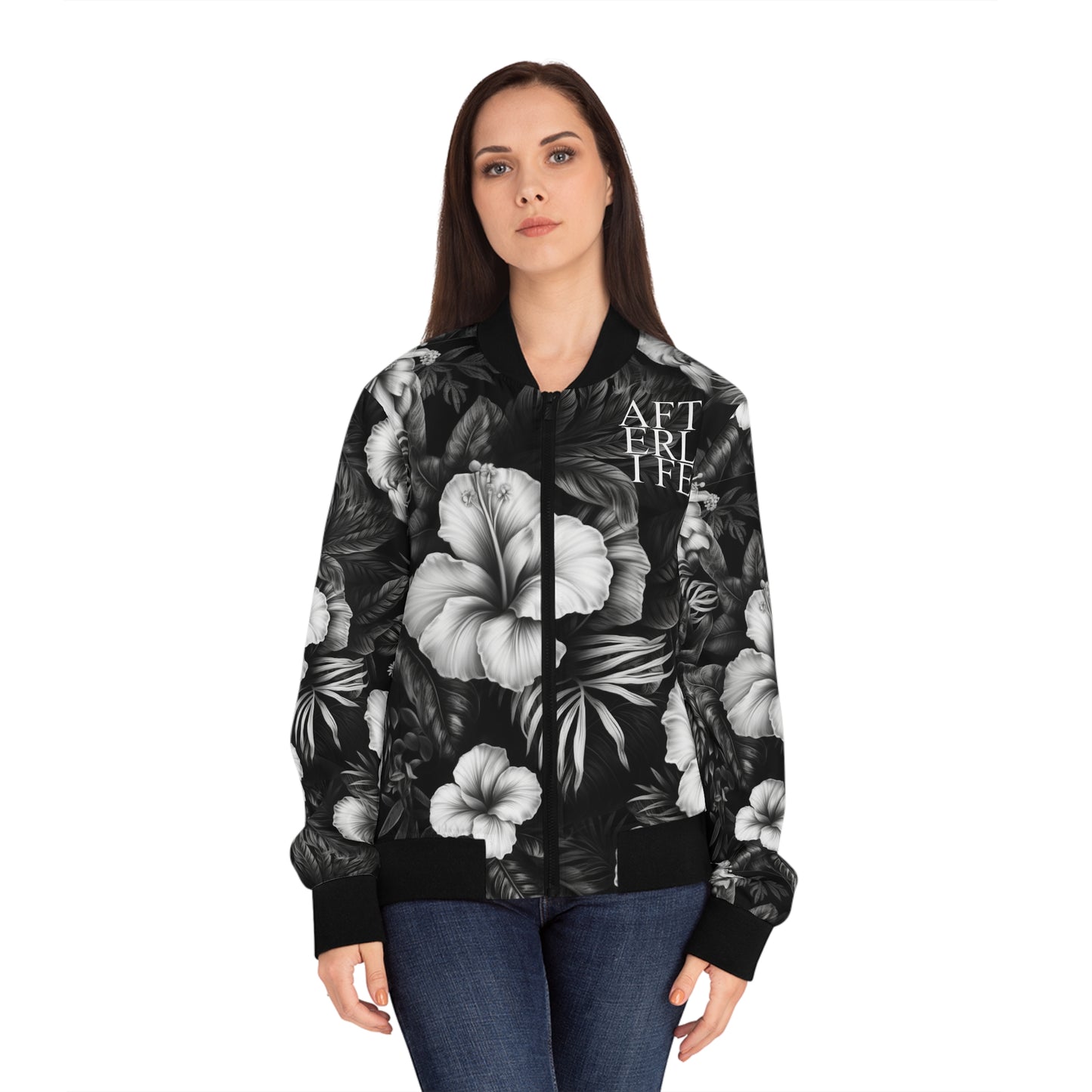 Hawaiian Black Women's Bomber Jacket AFTERLIFE