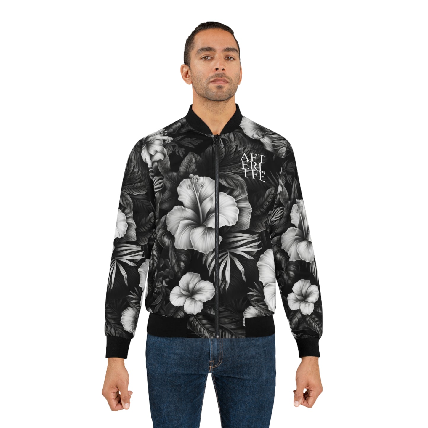 Hawaiian Black Men's Bomber Jacket AFTERLIFE