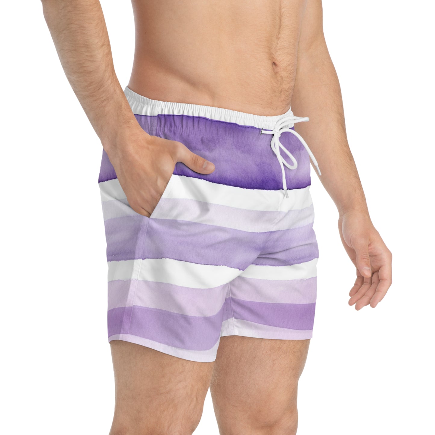 Purple Striped Swim Trunks