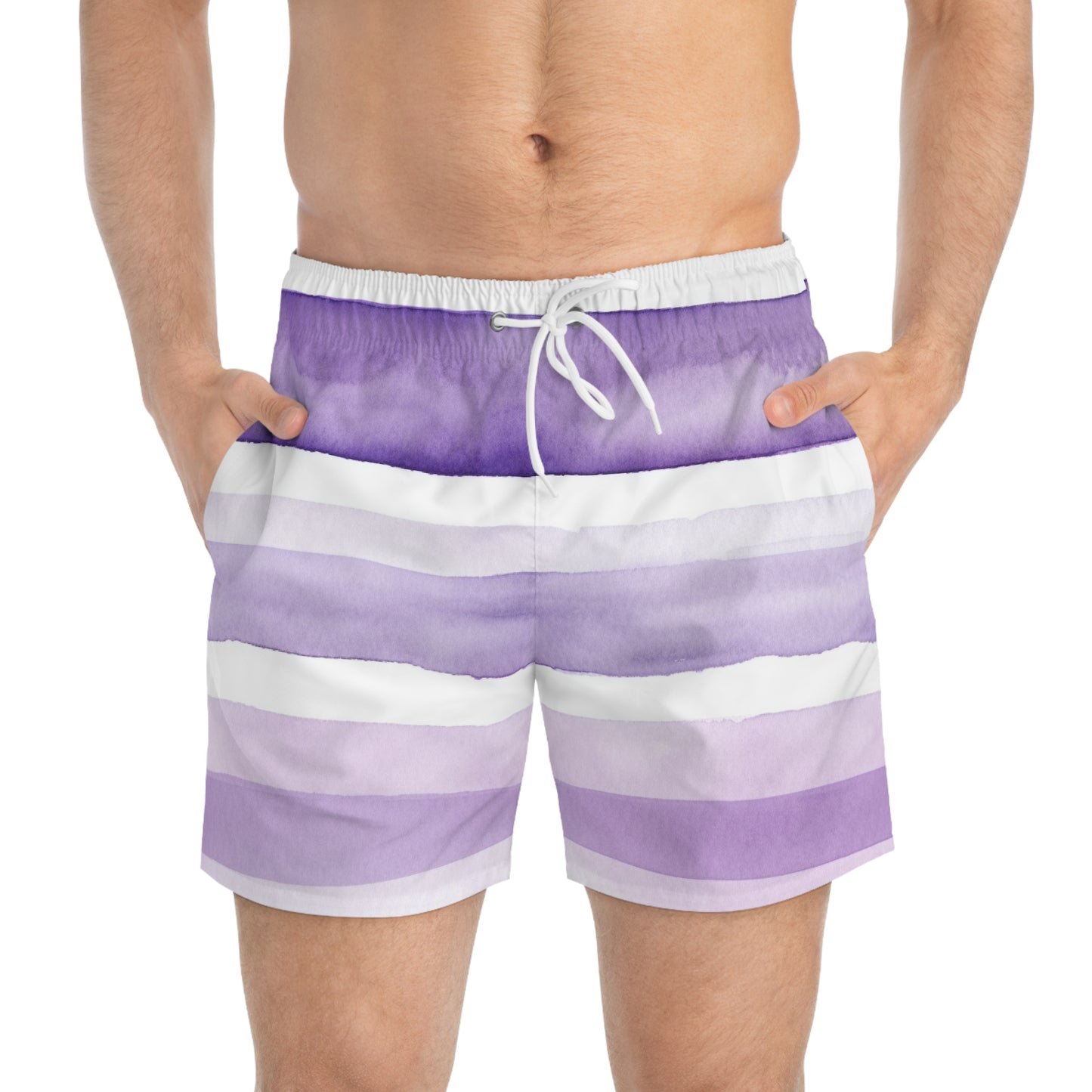 Purple Striped Swim Trunks