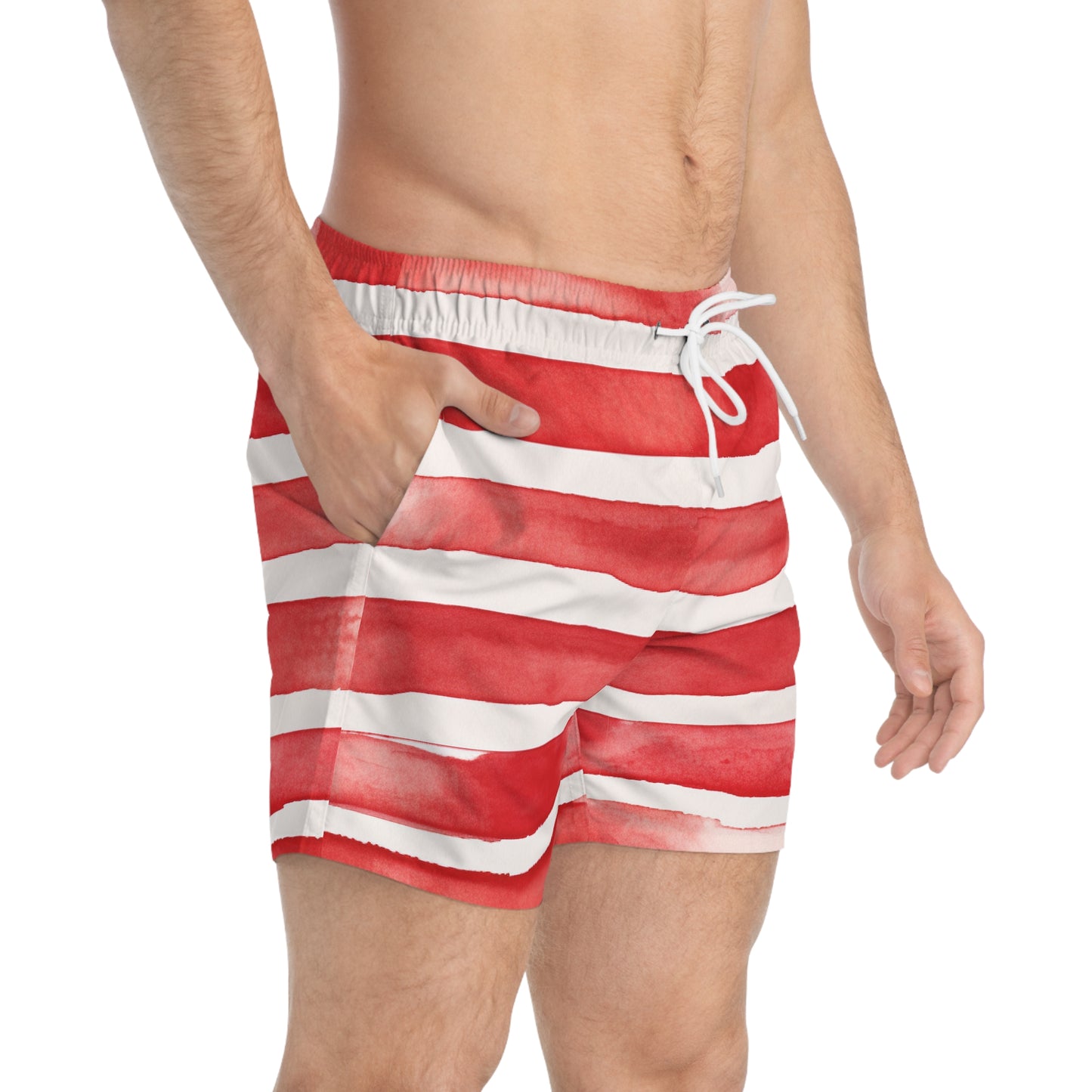 Red Striped Swim Trunks