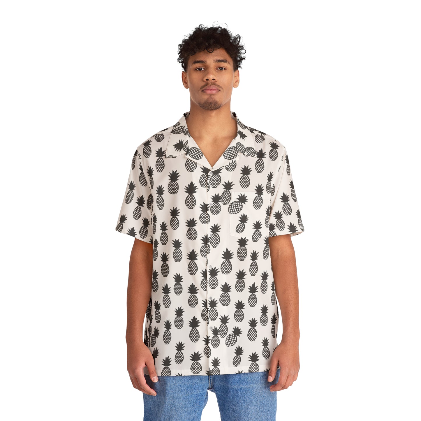 Pineapple B&W Men's Hawaiian Shirt