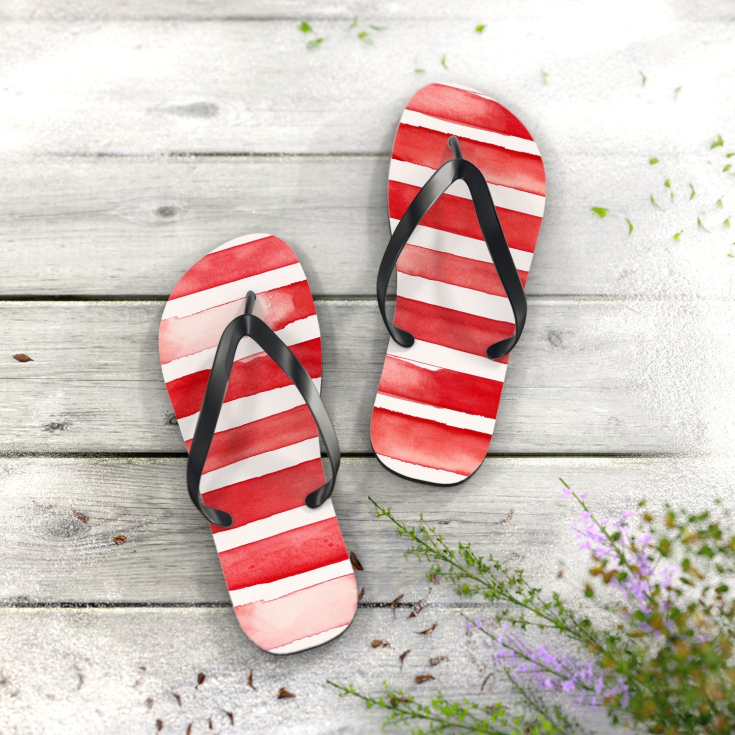 Red Stripes Flip Flops