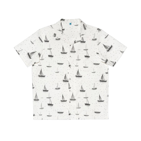 Sailboats White Men's Hawaiian Shirt