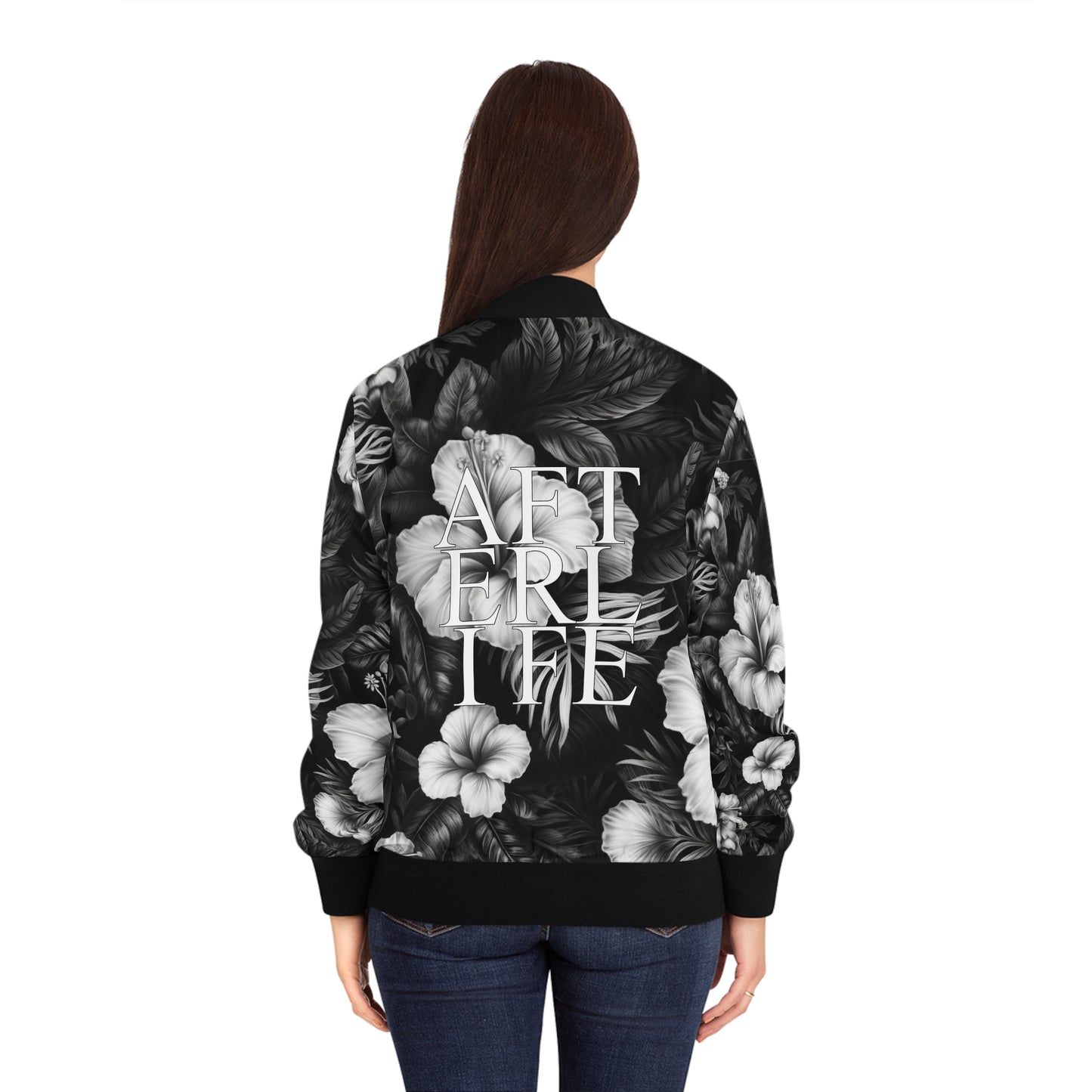 Hawaiian Black Women's Bomber Jacket AFTERLIFE