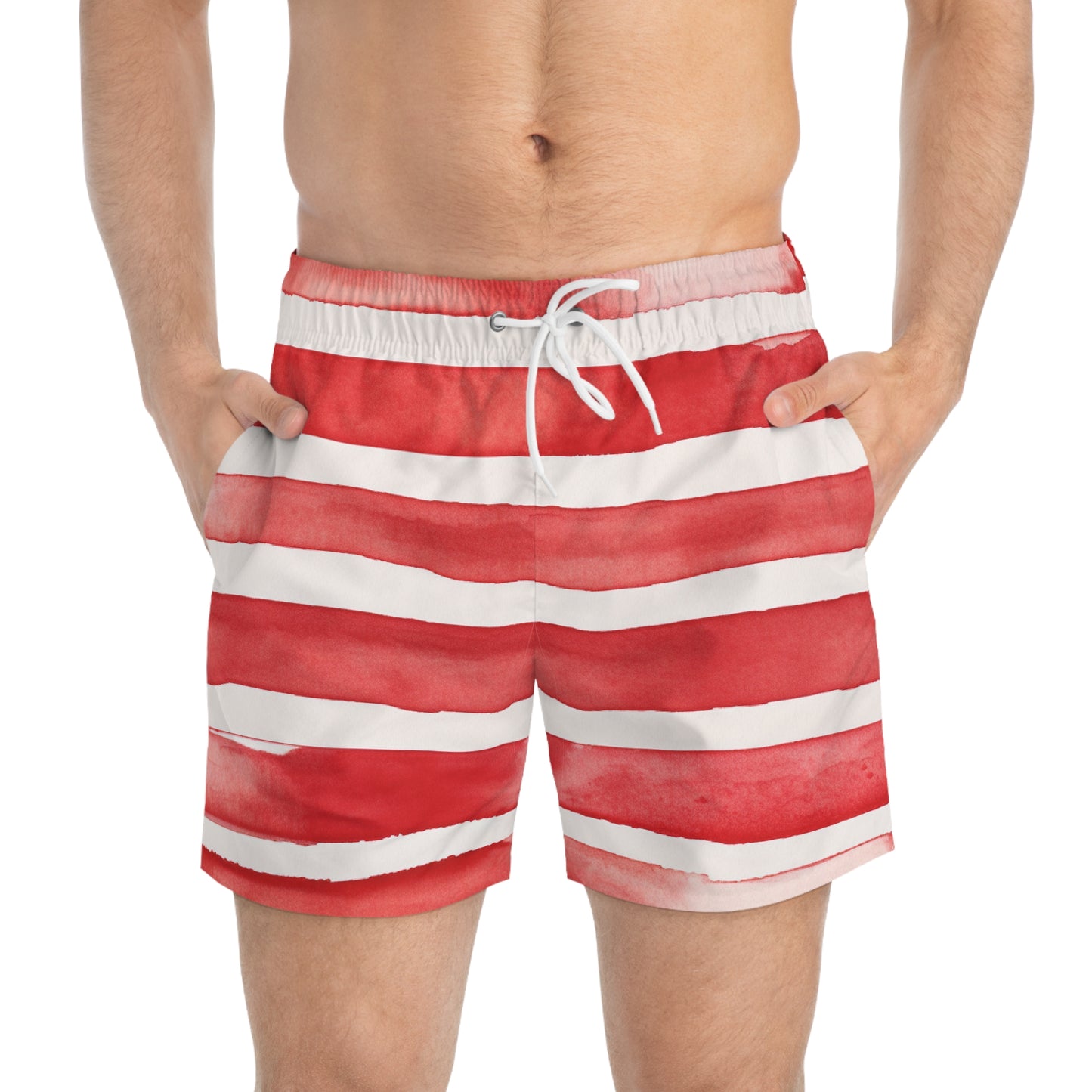 Red Striped Swim Trunks