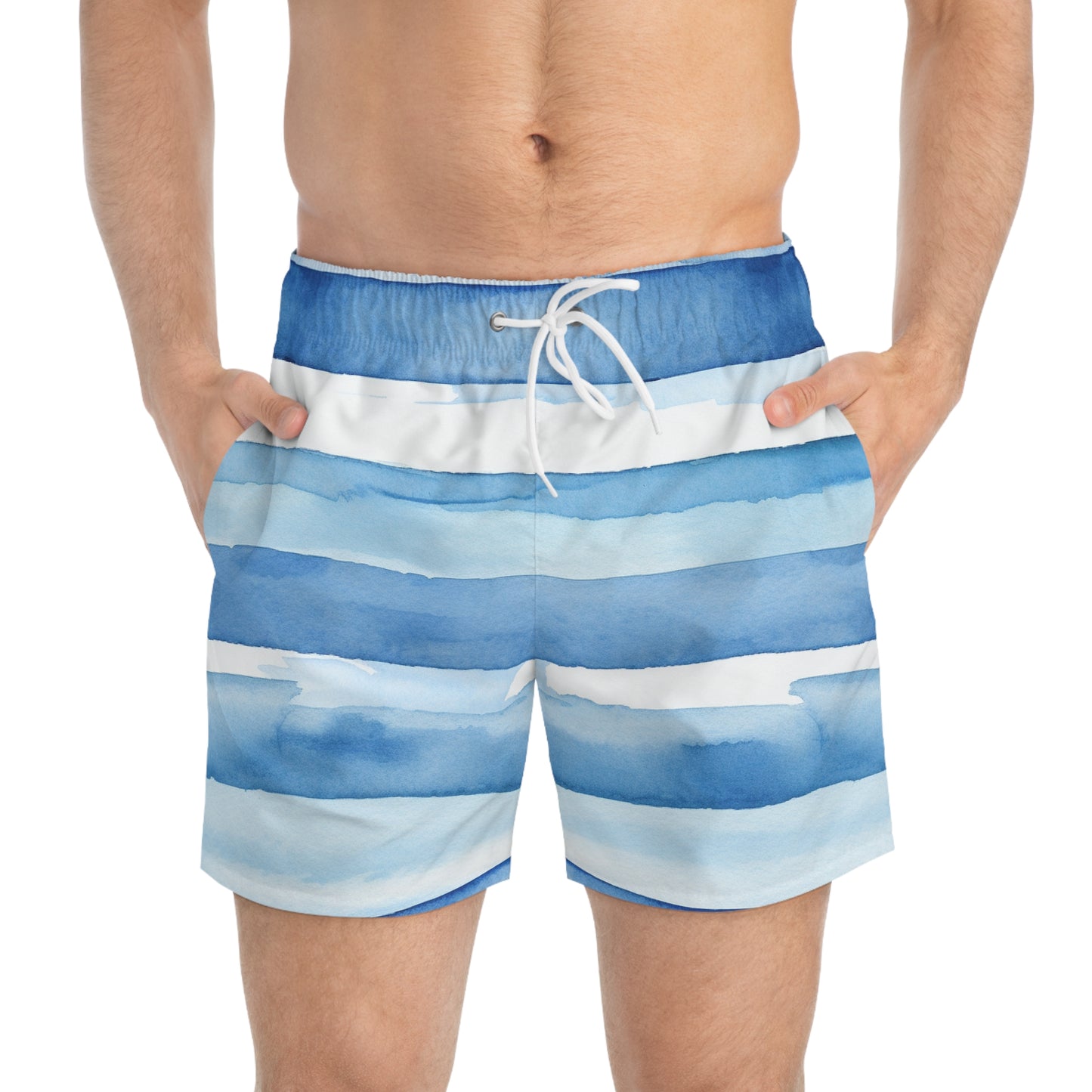 Blue Striped Swim Trunks