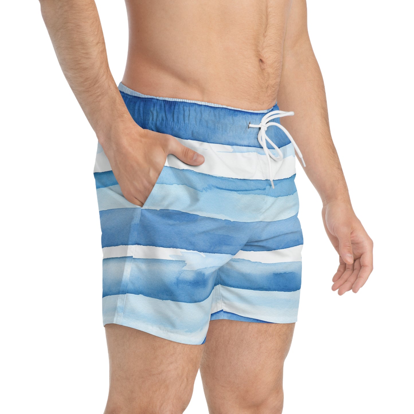 Blue Striped Swim Trunks