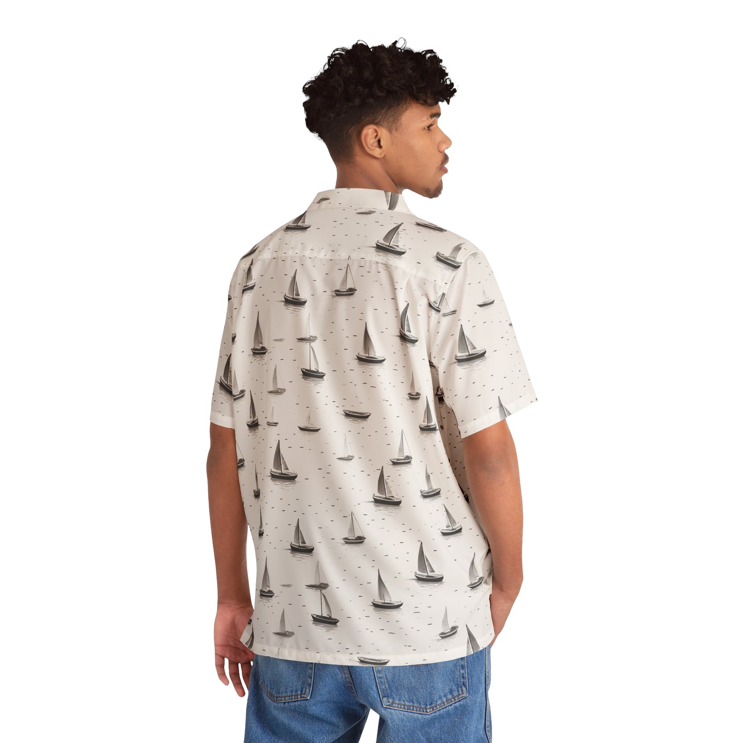 Sailboats White Men's Hawaiian Shirt