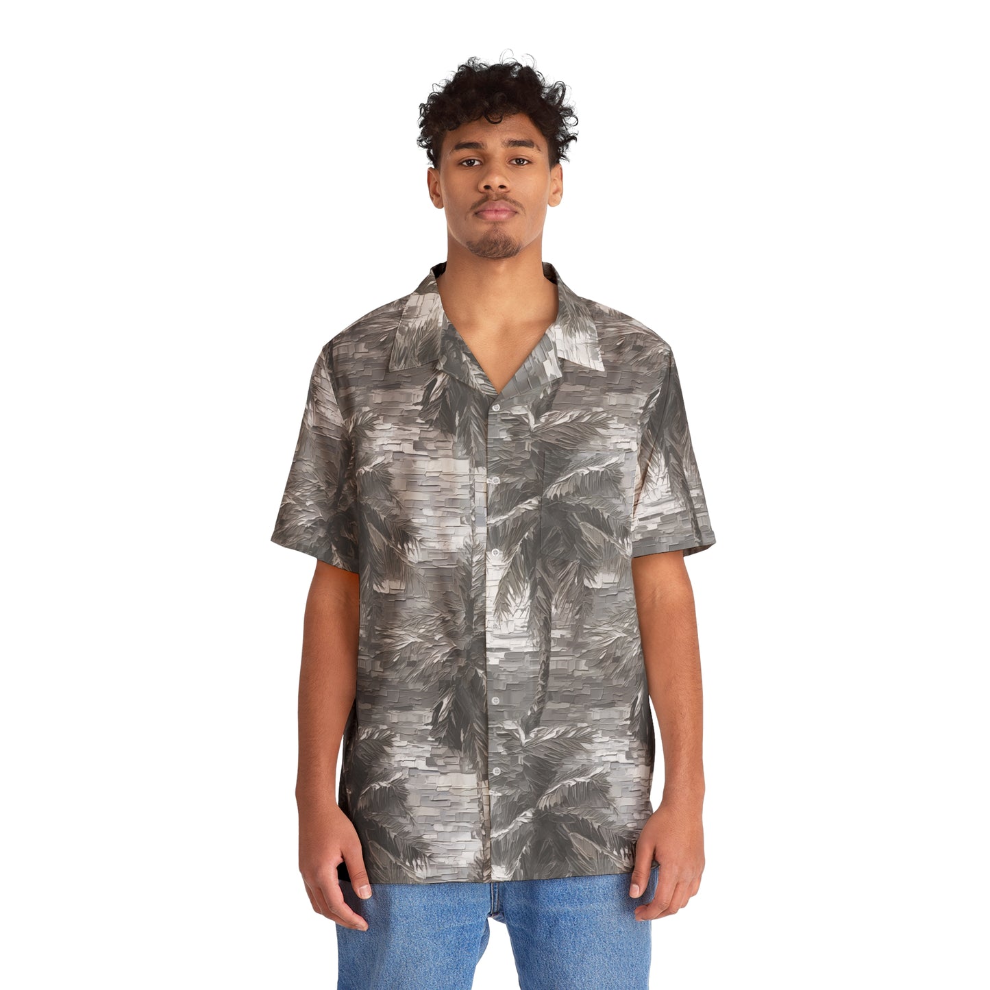 Palm Tree Impasto Men's Hawaiian Shirt